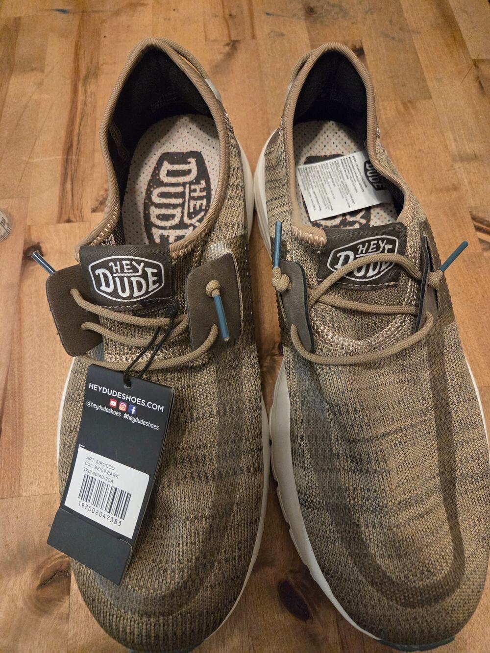 Hey Dude Men's Sirocco Sneakers – Beige Bark – Size 12 (NWT)